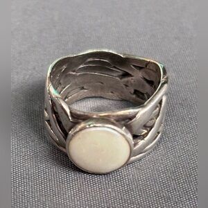 Silpada 925 Sterling Silver Woven Mermaid White Coin Pearl Ring R1542 Size 10